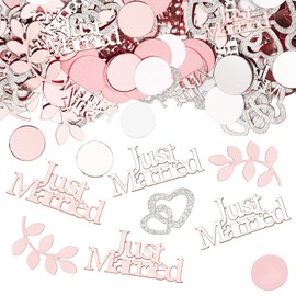 GoldRock Just Married Decorative Wedding Table Decoration Hearts Decoration Confetti Set, 200 Pieces Table Decoration Wedding Decoration Pink, Confetti Wedding Large Wedding Decoration Table, Glitter