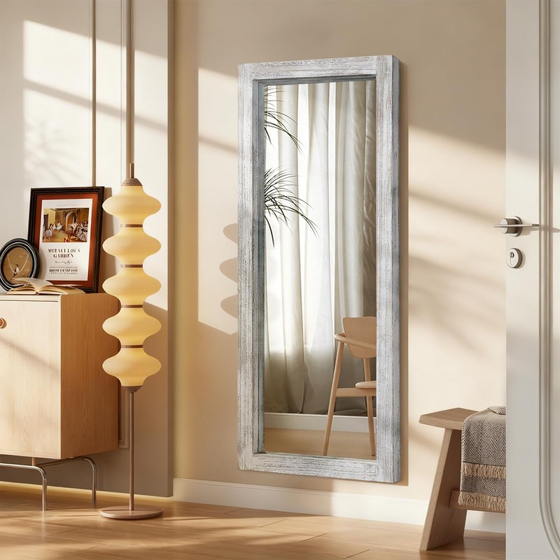 AAZZKANG Wall Mirror Full Length Rustic Wood Framed Floor Mirrors