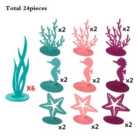 24Pcs Mermaid Party Decoration DIY Felt Table Centerpiece Under The Sea Party Decorations for Ocean Theme Girl Little Mermaid Birthday Baby Shower Party Supplies