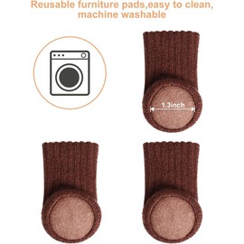 Ezprotekt furniture socks, pack of 24, knitted furniture/chair leg protectors, non-slip protectors to prevent scratches, noise and easily move furniture, light brown, dark brown