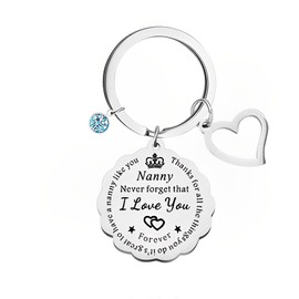 Never Forget That I Love You Keychain for Best Nanny Gift from Granddaughter Grandson Babysitter Nanny Christmas Gifts for Nana Grandma Birthday Gift from Grandchildren