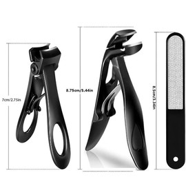 Professional Nail Clipper & Nail File Set, 3 Counts/set Wide Jaw Clipper & Angled Toenail Clipper & File for Thick Nails, Manicure & Pedicure Tool