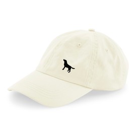 The House Of Dog: Black Labrador Retriever Owner Gift. 100% Washed Chino Cotton Embroidered 6 Panel Unstructured Baseball Cap. Natural