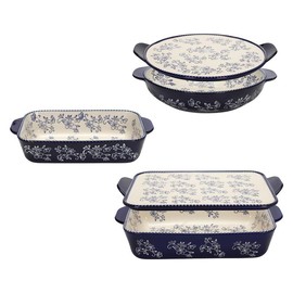QVC Temp-tations Floral Lace 5-Piece Essential Bakeware Set Casserole Kitchenware - Color: Red