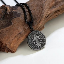 Yonhon St Saint Benedict Medal Necklace San Benito Necklace for Men Women