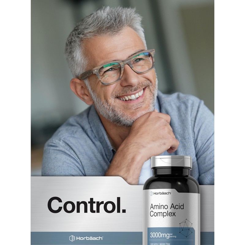 Horbäach Amino Acid Complex 3000mg | 250 Caplets | Non-GMO,