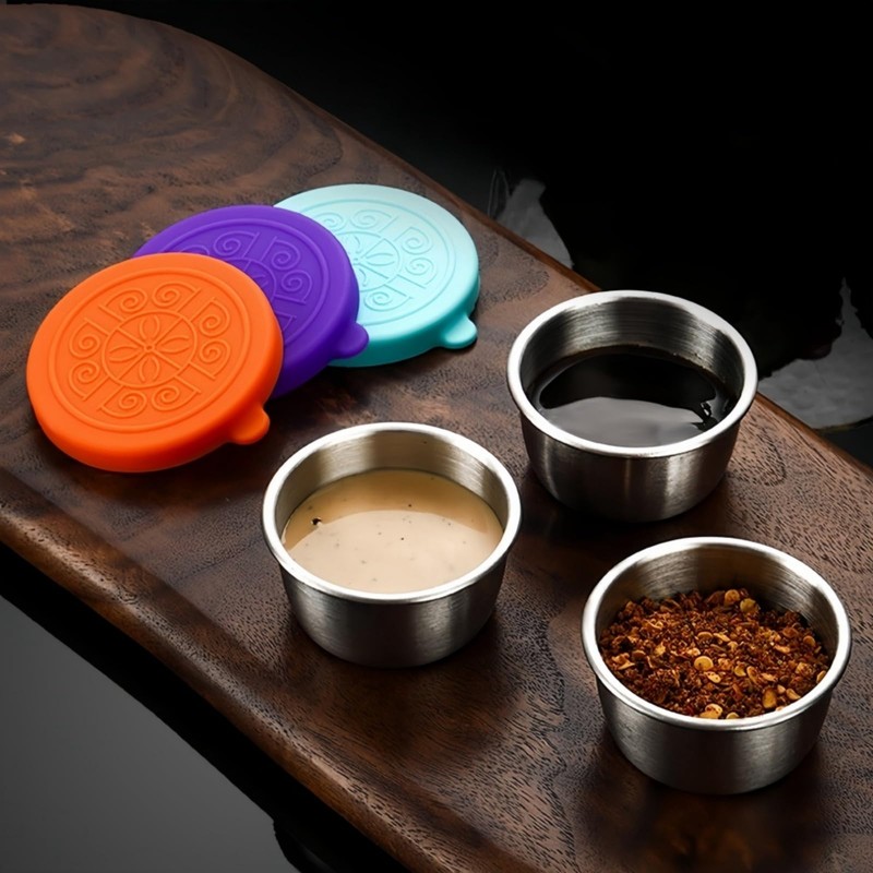 AiFunT 6pcs 2.4 Oz 40ml mini Stainless Steel Condiment Containers