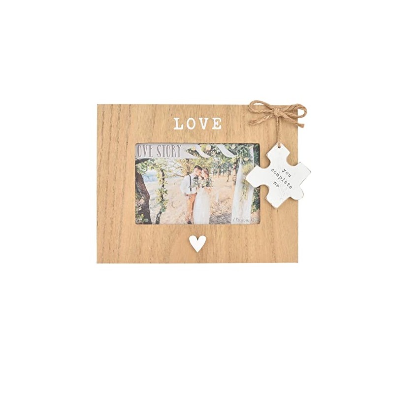 Love Wooden 6x4 Photo Frame with Heart and Hanging Plaque