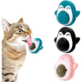 Wvu & Wvo 3 Stück Katzenminze Balls Spielzeug für Katze, 360° Katzenminze Wandroller für Katzenlecken mit Aufbewahrungsdeckel, Katzenminze Spielzeug, Zahnreinigung Dentales essbares Kätzchenspielzeug