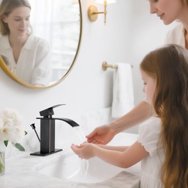 RNDIOZD ORB Bathroom Faucet with Lift Rod Drain, Waterfall Bathroom Sink Faucet Modern Single Handle Bathroom Faucte 1 or 3 Hole, RV Mixer Tap Vanity Faucet Washbasin Faucet with Deck