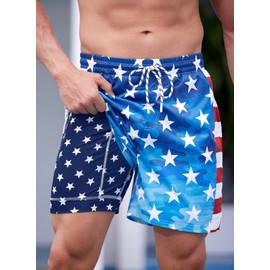 Mens USA Flag Swimming Short Quick Dry Memorial Day Beach Short Freedom Speedo Patriotic Swim Short XL