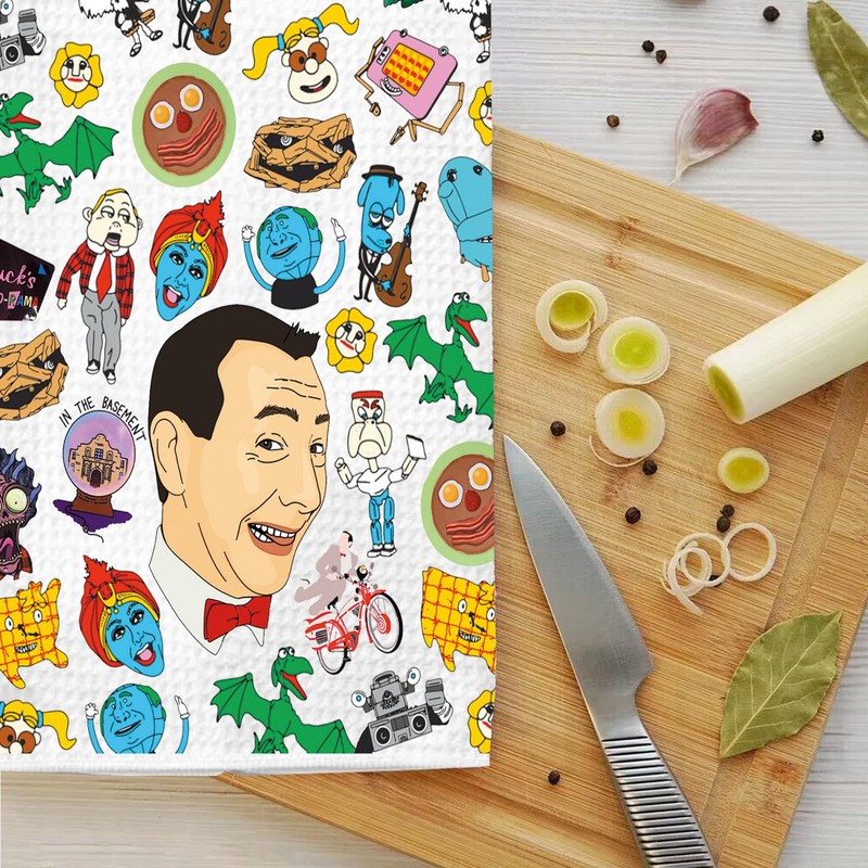 LEVLO 80s Peewee Herman Kitchen Towel Pee-Wee Herman & Dottie