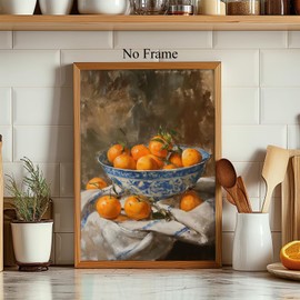 Vintage Fruit Canvas Farmhouse Still Life Wall Art Orange Fruit Painting Still Life Kitchen Prints Vintage Citrus Wall Art Orange Kitchen Pictures Rustic Farmhouse Artwork for Walls 16x24inch No Frame
