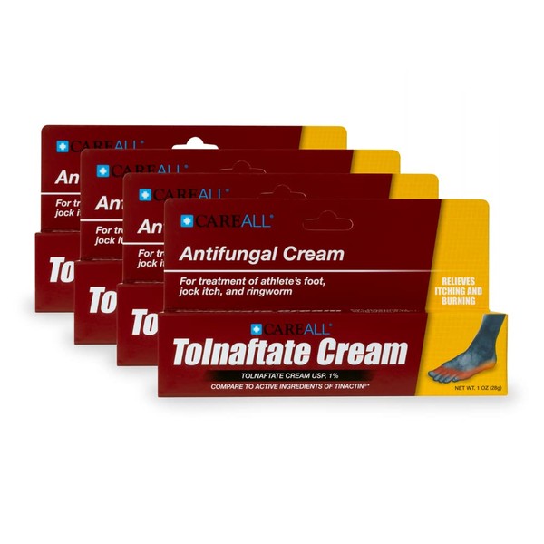 CareAll® (4 Pack 1.0 oz. Antifungal Tolnaftate Cream USP 1%, Compare to Tinactin, Athlete’s Foot Cream