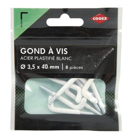 Cogex 85253 Plastic Hinge Screw 3.5 x 40 mm, White, Set of 8 Pieces