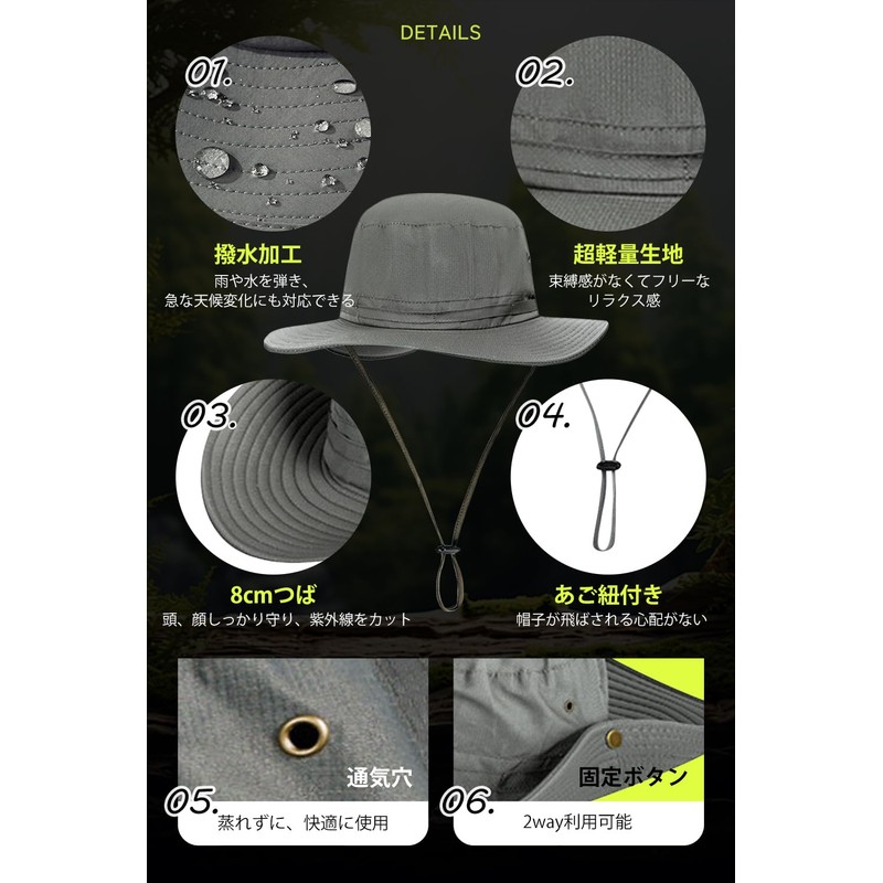 Nippaws Safari Hat, Men's, Sun Protection Hat, Wide Brim, UV