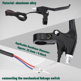 Yulatik 1 Pair 2 Wires Bike Brake Levers, 5.6 FT Durable Left & Right E Bike Bicycle Electric Brake Lever Accessories for 22.5mm Handlebar Mountain Bike, Road Bike