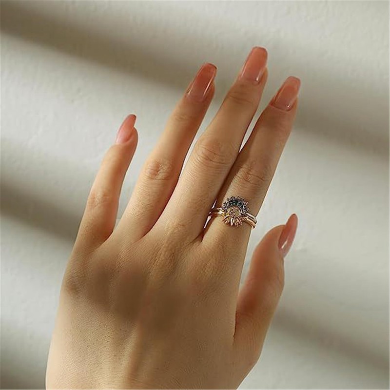 xinyee Sun and Moon Ring Set Stackable Women's Ring, Adjustable