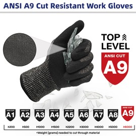 Schwer ProGuard Highest Level Cut Resistant Work Gloves PR3326 for Extreme Protection，ANSI A9 Cut Gloves with Reinforced Thumb, Non Slip, Breathable, Cooling, Durable, Touch-screen, Black 2 Pairs（M）