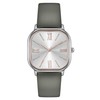 Bisley Women Square Watch Leather Strap Easy to Read, GREY/SILVER,