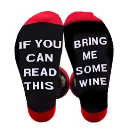 Wine Lover Gift Socks for Women Men Funny Husband Wife Valentines Day Gifts for Boyfriend Girlfriend Wine Lovers Birthday Gifts for Best Friend Bestie If You Can Read This Bring Me Wine Socks Cotton