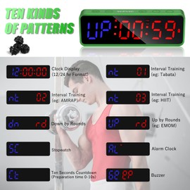 SLEVIO Gym Timer, Interval Countdown Clock with Built-in Powerful Magnet, Home Gym Accessories Portable Workout Timer for Gym Home Garage Schools (Green)