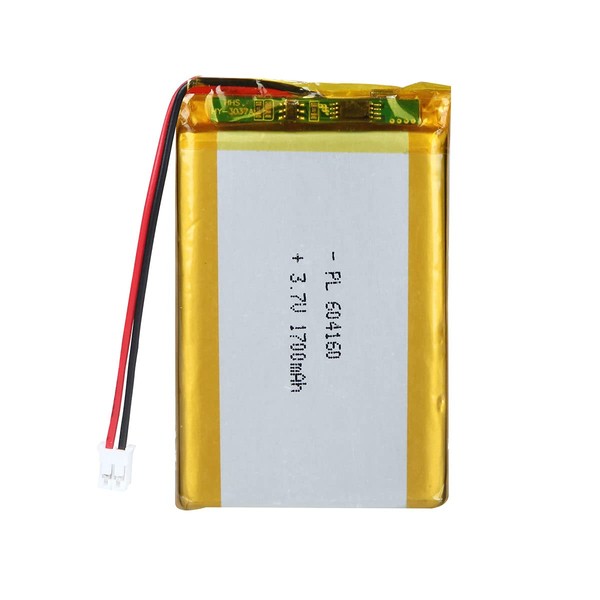 AKZYTUE 3.7V 1700mAh 604160 Lipo Battery Rechargeable Lithium Polymer ion Battery Pack with JST Connector