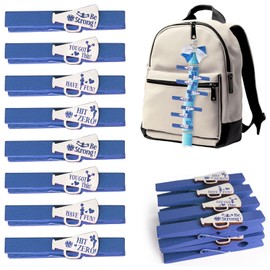 LANGFON 28PCS Blue Cheer Pins Spirit Clips Clothes Pin for Backpacks Cheerleader Gifts Craft DIY, Wooden Glitter Cheer Pins for Gift Team Accessories Party Favors Ribbon Decoration Supplies Sports