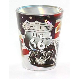 Route 66 Metallic Eagle Biker Full Wrap Shot Glass rtp