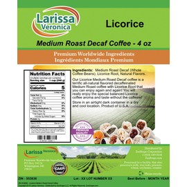 Licorice Medium Roast Decaf Coffee (Gourmet, Naturally Flavored, Whole Coffee Beans) (4 oz, ZIN: 553836)