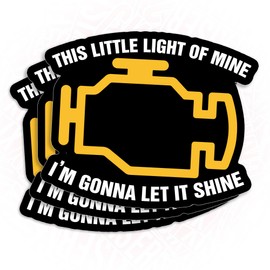 (3Pcs) This Little Light of Mine Sticker for Cars 2" Blue-Collar Check Engine Light Bumper Sticker Waterproof Die-Cut Vinyl Laptop Sticker, Water Bottle Funny Car Decal Gifts for Her Him 2 Inches