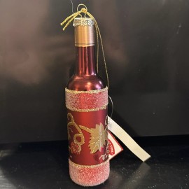 Unbranded Wine Bottle Red Glass Christmas Ornament Wine Lovers Holiday New With Tags
