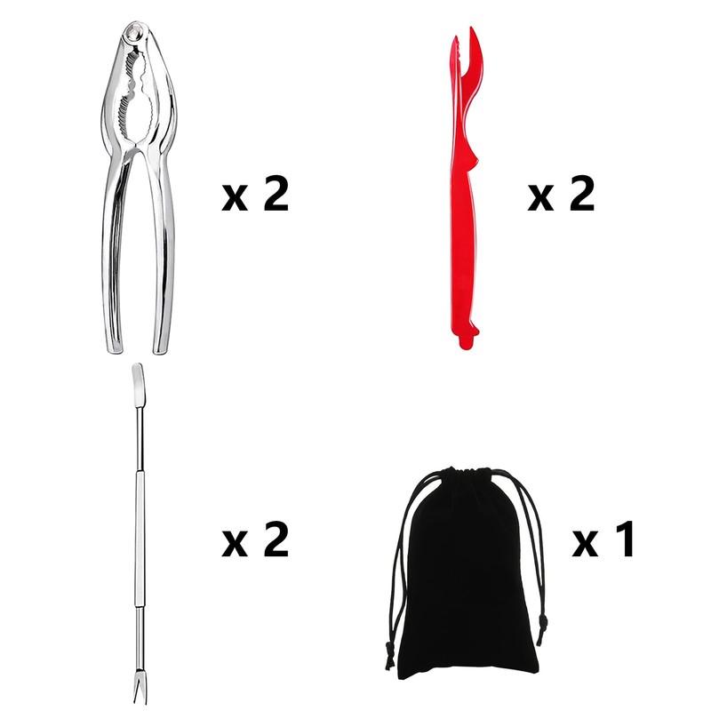 Artcom 7 Piece Seafood Tools Set - 2 Crab Crackers,
