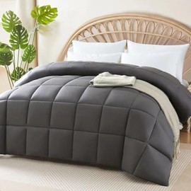 100% Viscose Made from Bamboo Comforter for Hot Sleepers- Soft Breathable Silky Duvet Insert Full Size-with Corner Tabs- All Season Comforter (86"x82", Grey)