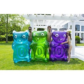 Swimline Inflatable Gummy Bear Pool Float Assortment, Blue, Green, Purple, 60" x 37" x 20", Single Unit (Color May Vary)