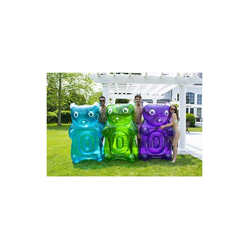 Swimline Inflatable Gummy Bear Pool Float Assortment, Blue, Green, Purple,