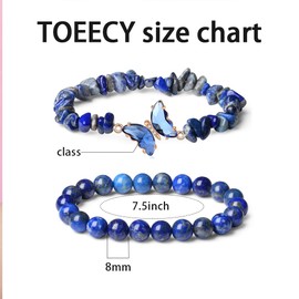 TOEECY Pack of 2 Butterfly Amethyst Bracelet Purple Gemstone Bracelet Healing Stones Bracelet 8 mm Natural Gemstone Bracelet Women Wish Bracelet Suitable for Birthday Gifts, Stone
