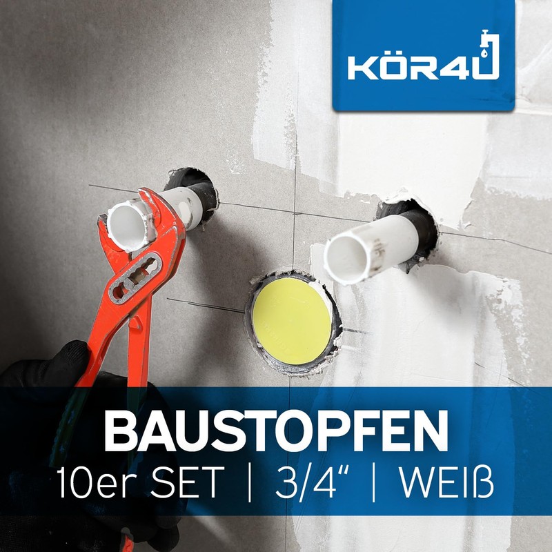 kör4u Set of 10 Construction Plugs, 3/4 Inch, White, Plastic