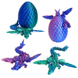 CHmiss 3D Printed Dragon, 3D Crystal Dragon, Dragon Toy, Dragon Egg with Dragon, Realistic Dragon Eggs, Ewegliche Gelenke Crystal Dragon, for Adults, Children, Gifts Home and Office Decoration