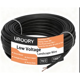 UBOORY 16/2 Low Voltage Landscape Wire 100Feet, 16 Gauge Wire 2 Conductor, for Low Voltage, Outdoor Direct Burial Electrical Wire