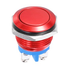 DMiotech 22mm / 7/8" Push Button Switch, IP66 1NO 0-250V 5A Latching Push Button Starter Light Switch Self-locking, Aluminum Alloy Flat Head Red