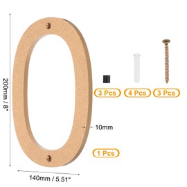 PATIKIL 8 Inch House Numbers, House Address Numbers Sign Large Floating Modern House Numbers with Screws for Outside Door Wall Street, Gold, 0