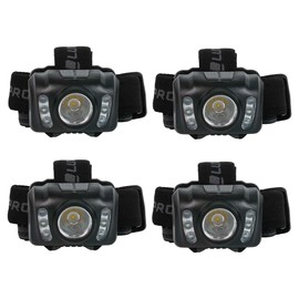 LUXPRO LP345V2 LED Headlamp - Bright 300 Lumen Head Lamp for Outdoors, Camping & Hiking - 6 Light Modes White, Green & Red Light - IPX4 Waterproof - Adjustable Headband - Batteries Included - 4 Pack