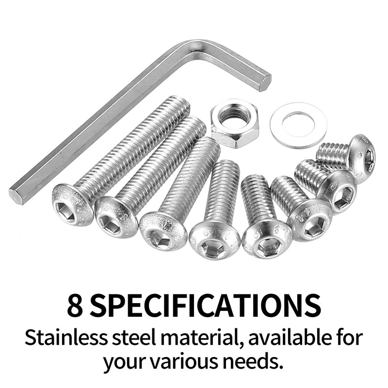 178 Piece M6 Screw Set, Allen Screws Nuts Set, Silver
