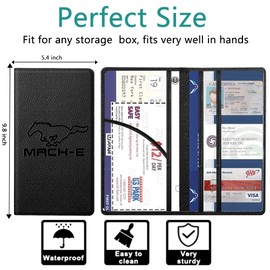 AVIRRO Car Registration and Insurance Holder for Mach-E, Leather Card Holder, Vehicle Glove Box Organizer, For Mach-E Accessories