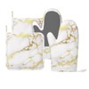 Marble Oven Mitts Pot Holders Set Silicone White Gold Kitchen