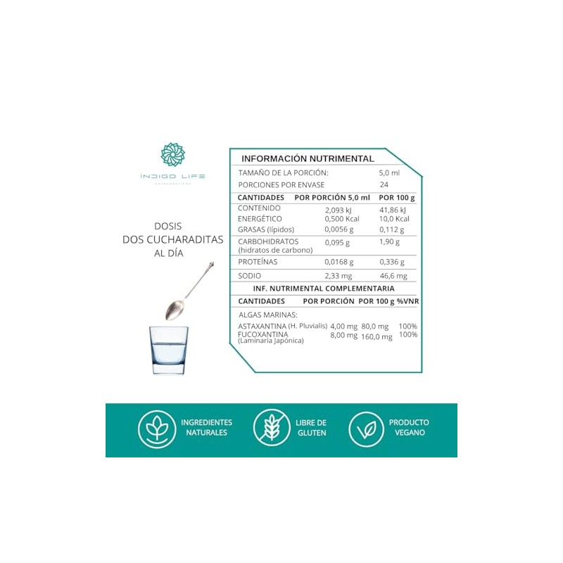 Indigo Life Nutraceuticos Algas Marinas Astaxantina Fucoxantina Alta Concentracion 120