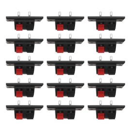 eMagTech 15PCS 2 Pin Speaker Terminal Block Pring Push Release Connector Audio Cable Terminals Strip Block Compatible with Speaker with Switch