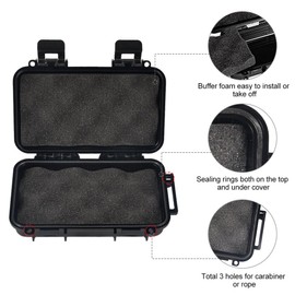 Qii Lu Anti-Pressure Container Box Waterproof Plastic Box Shockproof Dry Storage Box with 2 U-shaped Buckles for Fishing Camping Hiking Diving Snorkelling Storage Container (Black