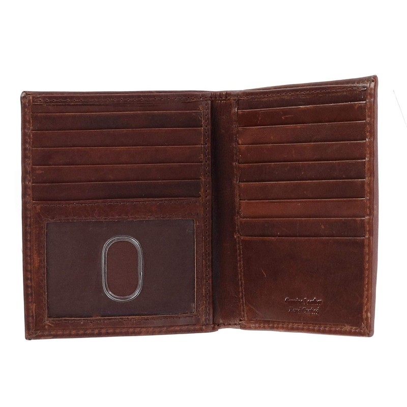 CTM Men's Oil Pull Up Leather Hipster Bifold Wallet, Brown